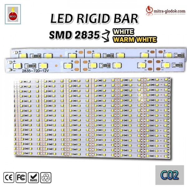 LED Rigid Strip Bar SMD 2835 DC 12V 12W | 1 Meter (72 LEDs)